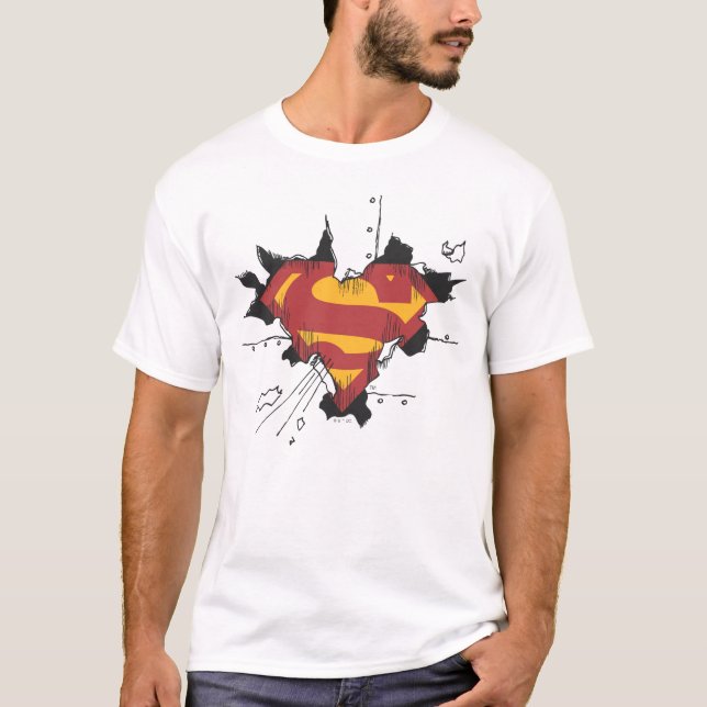 Camiseta Superman S-Shield | Logotipo de metal quebrado (Frente)