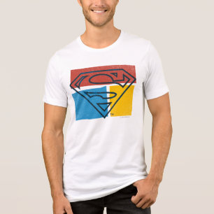 Camiseta Superman S-Shield Logotipo do bloco amarelo azul