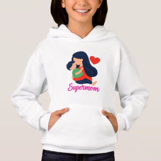 Camiseta Supermom Cute Mother and Child Kids Hoodie