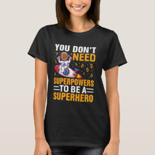 Camiseta Superpoder Herói Mineração Bitcoin Nakamoto HODL F