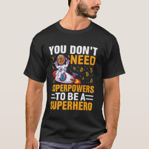 Camiseta superpoder Mineração Bitcoins Nakamoto HODL Moeda 