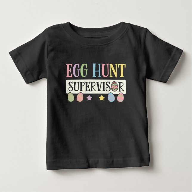 Camiseta Supervisor de Caça aos Ovos de Páscoa Divertida Fa (Frente)