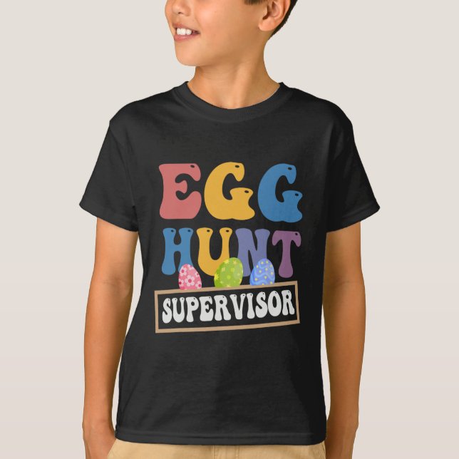 Camiseta Supervisor de Caça aos Ovos de Páscoa Divertido Mã (Frente)