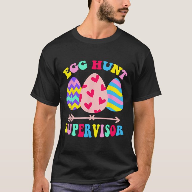 Camiseta Supervisor de Caça de Ovos Retro Festa de Caça de  (Frente)