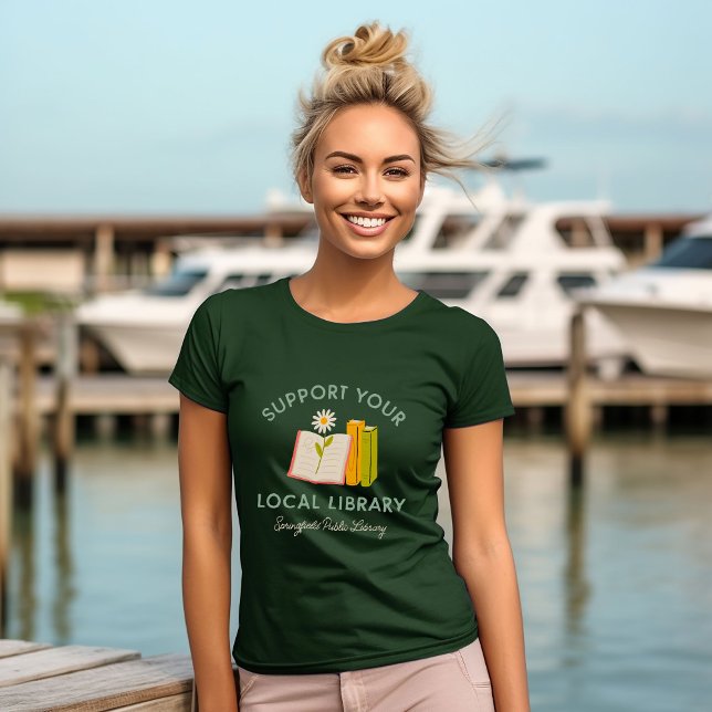 Camiseta Suportar a Biblioteca Local Personalizada (Criador carregado)