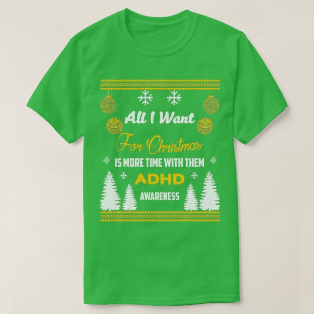 Camiseta Suportar a Consciência ADHD Design 8 (Frente do Design)