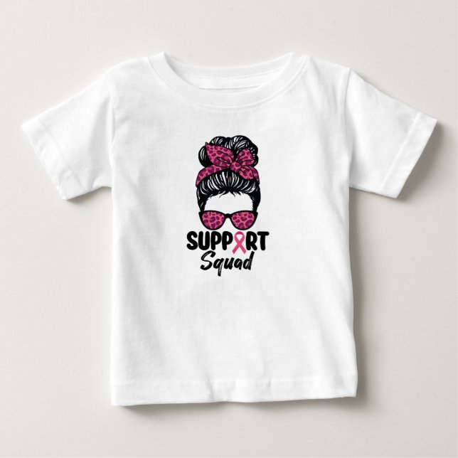 Camiseta Suportar Cancer da Mama do Guerreiro Rosa-Rosa-Tro (Frente)
