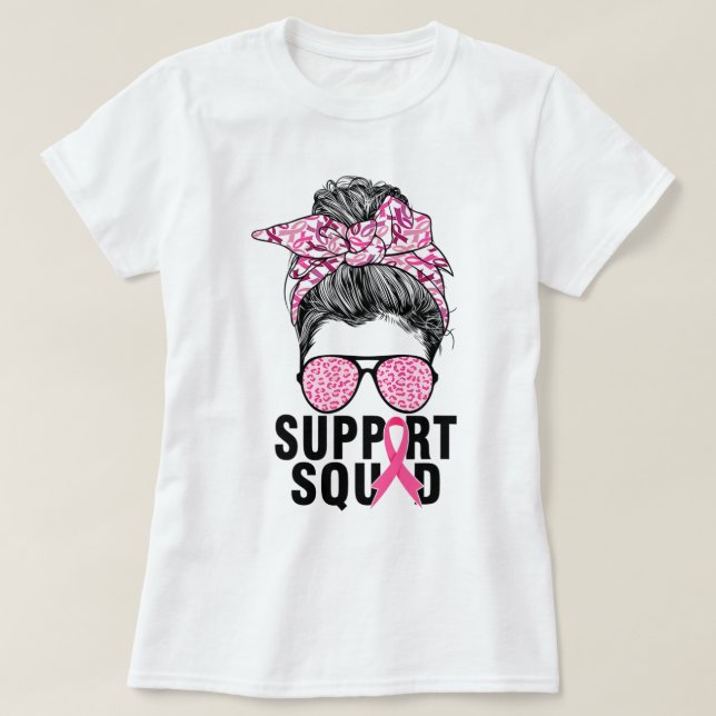 Camiseta Suportar Cancer da Mama do Guerreiro Rosa-Rosa-Tro (Frente do Design)