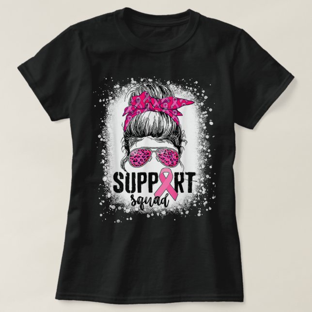 Camiseta Suportar Cancer da Mama do Guerreiro Rosa-Rosa-Tro (Frente do Design)