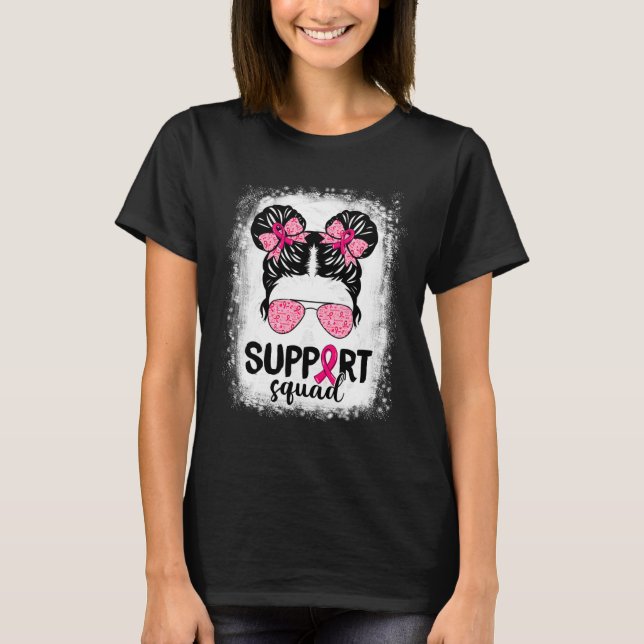 Camiseta Suportar Cancer da Mama do Guerreiro Rosa-Rosa-Tro (Frente)