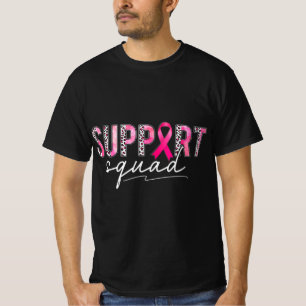 Camiseta Suportar Cancer De Fita-Leopardo Rosa-Quadrado