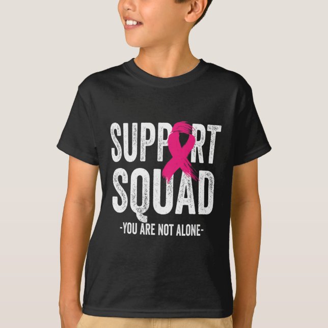 Camiseta Suportar Cancer de Fita Rosa Quadrado do Guerreiro (Frente)