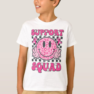 Camiseta Suportar Cancer de Mama Rosa Rosa com Sorriso Esqu