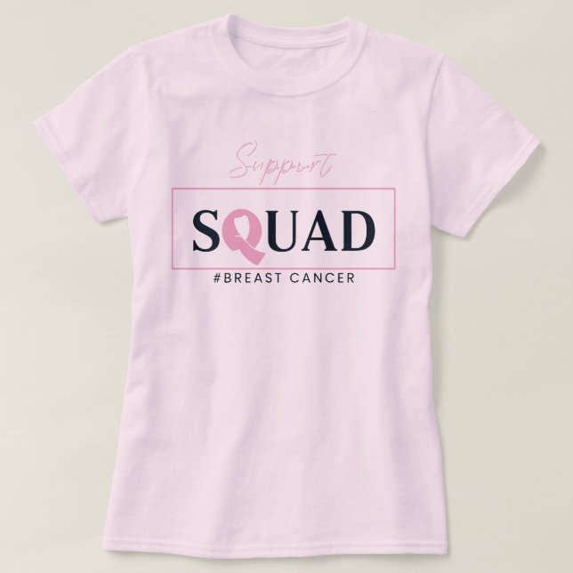 Camiseta Suportar Design de Fita Rosa Quadrada (Frente do Design)