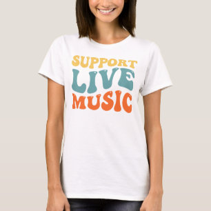 Camiseta Suportar Música ao Vivo - Banda de Tipografia Retr