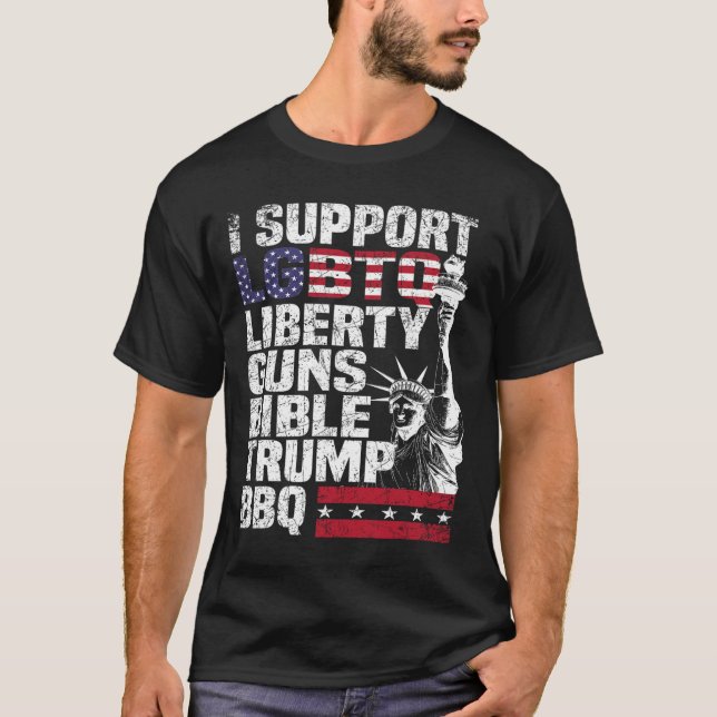 Camiseta Suportar O Churrasco De Trump De Bíblias Lgbtq Lib (Frente)