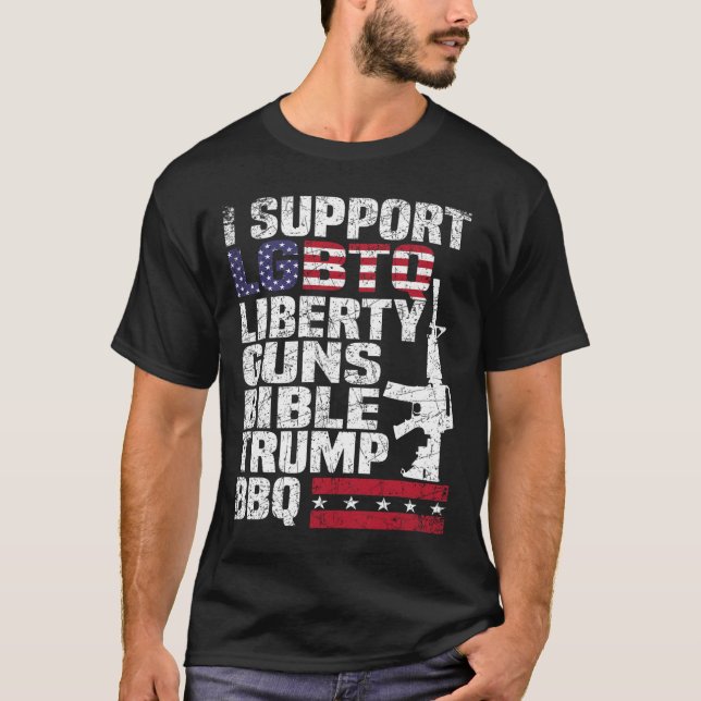 Camiseta Suportar O Churrasco De Trump De Bíblias Lgbtq Lib (Frente)