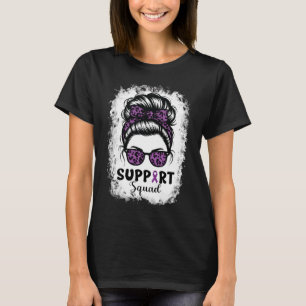 Camiseta Suportar o Guerreiro Púrpura do Quad Messy Bun
