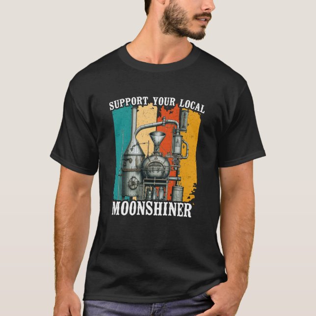 Camiseta Suportar O Seu Cornudo De Moonshiner Local (Frente)