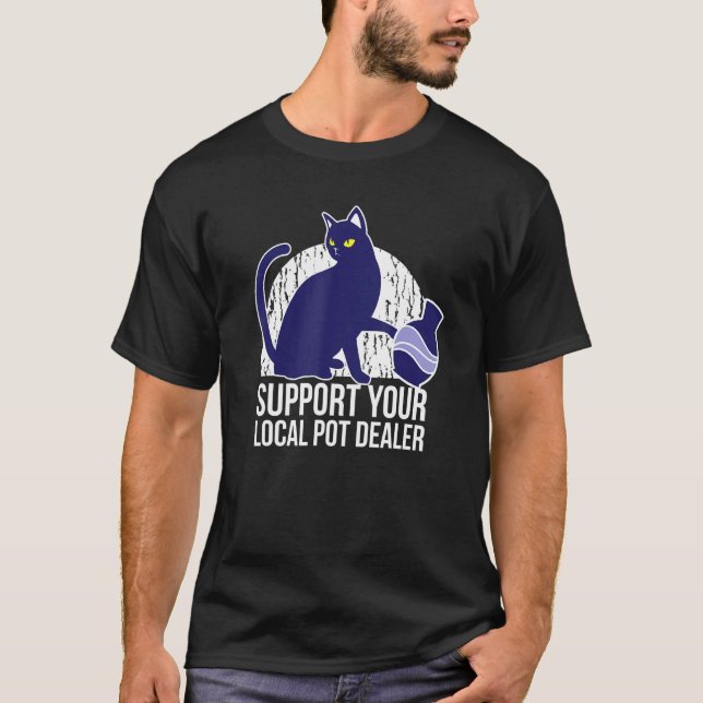 Camiseta Suportar Os Gatos De Potência Engraçados Do Pote L (Frente)