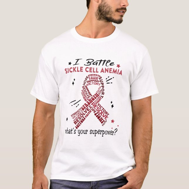 Camiseta Suportar Presentes do Guerreiro de Anemia das Célu (Frente)