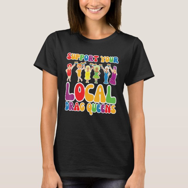 Camiseta Suportar seu Transgênero Arrastar Rainbow (Frente)