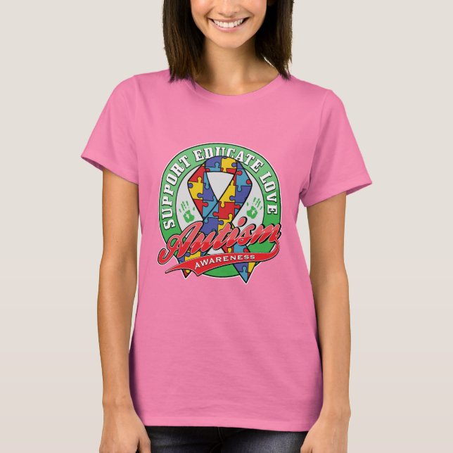 Camiseta Suporte a Autismo - Educar - Amor (Frente)