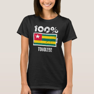 Camiseta Suporte à Bandeira do Togo 100 Bateria com Energia