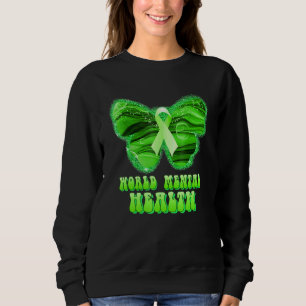 Camiseta Suporte à Borboleta do Laço Verde da Saúde Mental 