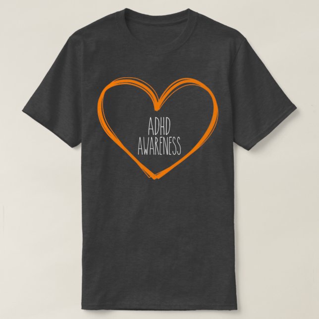 Camiseta Suporte a Coração de Consciência ADHD 2 (Frente do Design)