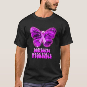 Camiseta Suporte a Fita Roxa para Borboletas de Violência D
