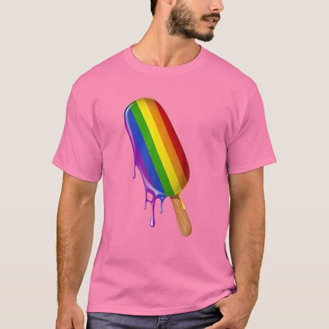 Camiseta Suporte a LGBT, Sorvete Rainbow Flag Gay LGBT (Frente)