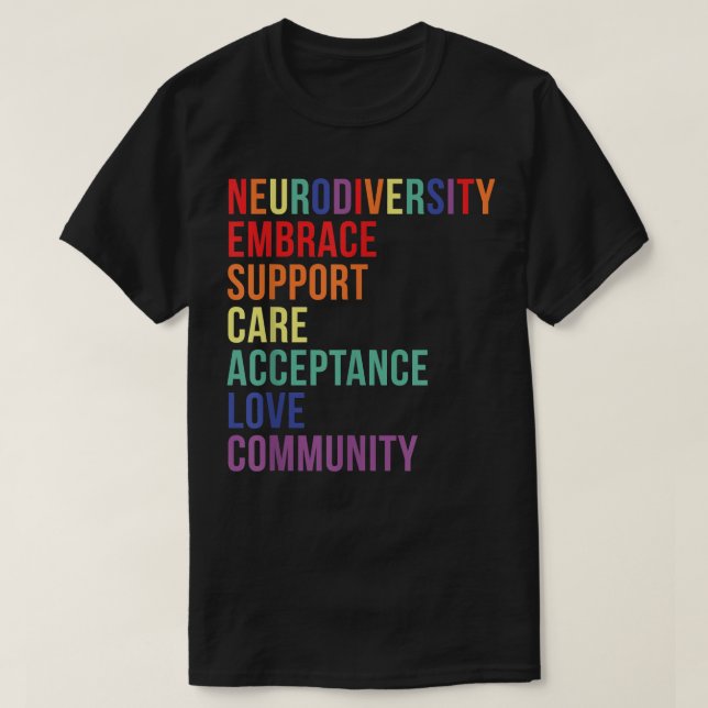 Camiseta Suporte à neurodiversidade Cérebro ADHD Autismo A (Frente do Design)