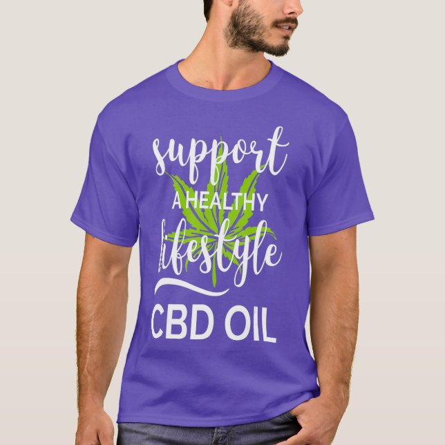 Camiseta Suporte a um estilo de vida saudável - CBD Oil Can (Frente)
