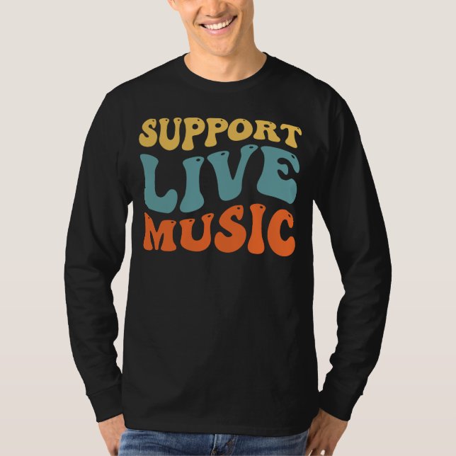 Camiseta Suporte ao Live Music Retro Typoographic Concert D (Frente)