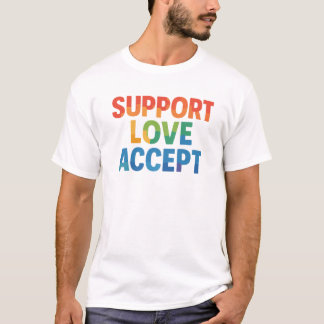 Camiseta Suporte ao Love Accept Tipografia do Arco-Íris