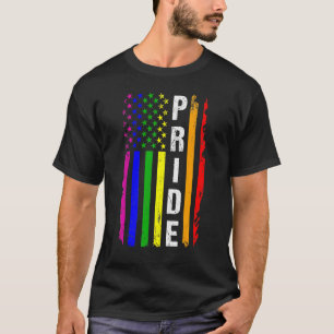 Camiseta Suporte ao mês do orgulho Lgbt com o Rainbow EUA a