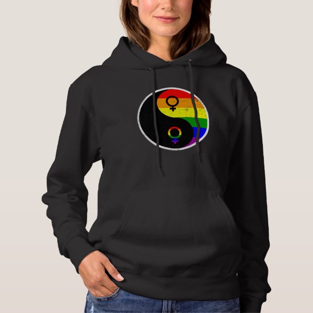 Camiseta Suporte ao Orgulho Lgbt Gay do Ying Yang Rainbow (Frente)