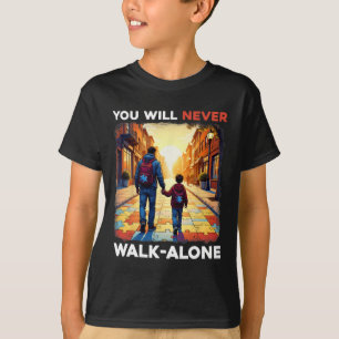 Camiseta Suporte ao Pai Autismo sozinho Você nunca caminhar
