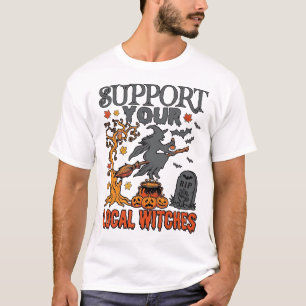 Camiseta Suporte Bruxas Locais Halloween Caldeirão de Bruxa