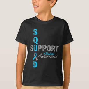 Camiseta Suporte de Diabetes T1d T2d Cinza Faixa Azul