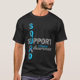 Camiseta Suporte de Diabetes T1d T2d Cinza Faixa Azul
