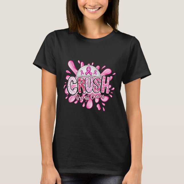 Camiseta Suporte de Fita Rosa para Consciência do Cancer da (Frente)