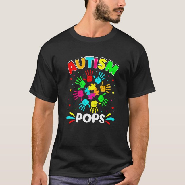 Camiseta Suporte de quebra-cabeça Autistic Pops Família Con (Frente)