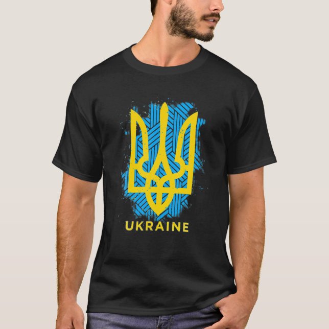 Camiseta Suporte de Sinalizador Ucraniano I Stand Com Ucrân (Frente)