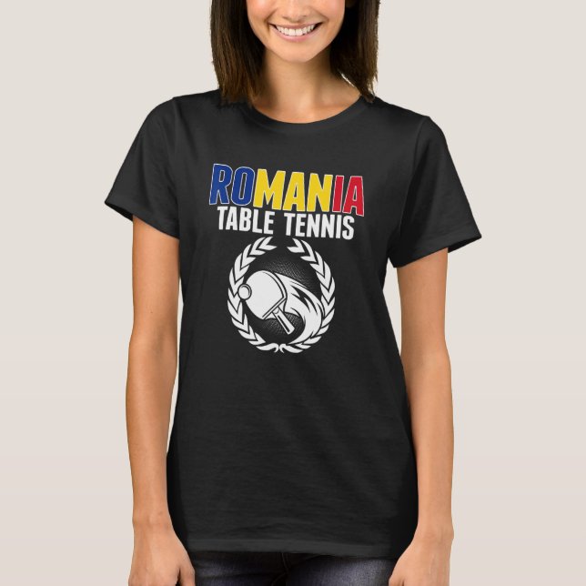 Camiseta Suporte de Tênis de Mesa da Romênia (Frente)
