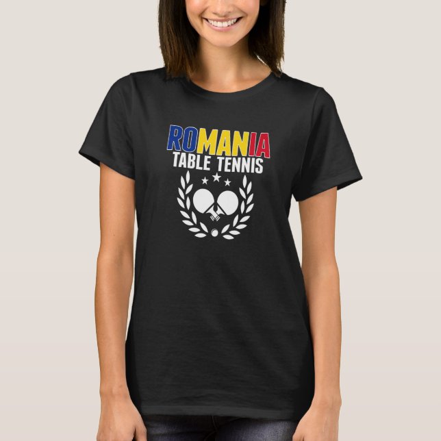 Camiseta Suporte de Tênis de Mesa da Romênia (Frente)