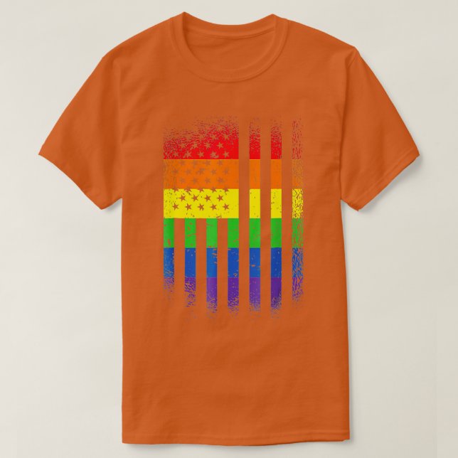 Camiseta Suporte do mês do orgulho LGBT no Rainbow US Ameri (Frente do Design)