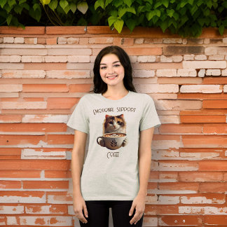 Camiseta Suporte Emocional Café Cuja Saúde Mental é Gato