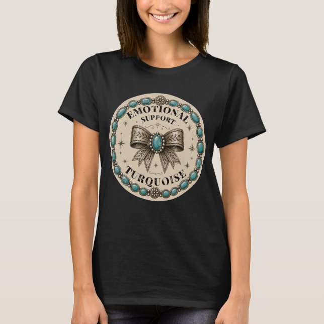 Camiseta Suporte Emocional Turquesa Design Western (Frente)